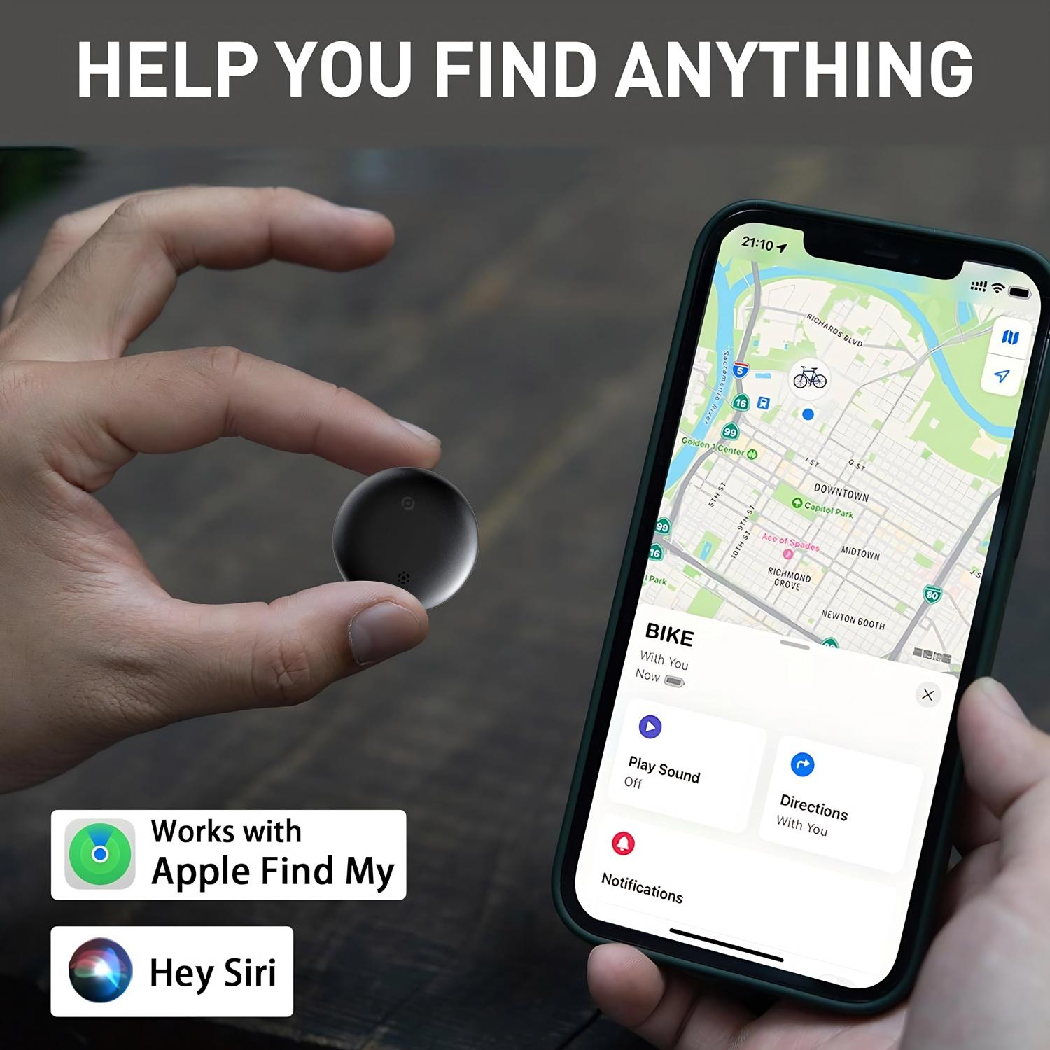 Caurfa Mini GPS Tracker for Car, Hidden Tracking Devices for Cars, GPS Tracker for Vehicle No Monthly Fee, Car Tracker No Subscription Work with Find My (iOS Only), Works with Apple Find My (iOS Only) For iPhone&Android