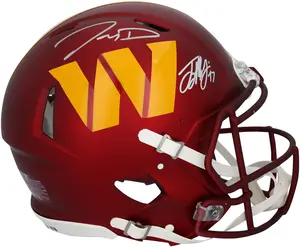 Terry McLaurin and Jayden Daniels Washington Commanders Autographed Riddell Speed Authentic Helmet - Fanatics Authentic Certified