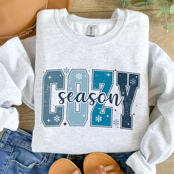 Cozy Season Sweatshirt, Winter Sweater for Women, Cozy Comfy Pullover, Fall Autumn Crewneck, Holiday Lounge Sweater, Gift for Mom
