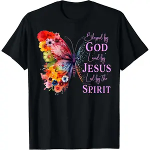 Blessed by God Loved by Jesus Butterfly T-Shirt