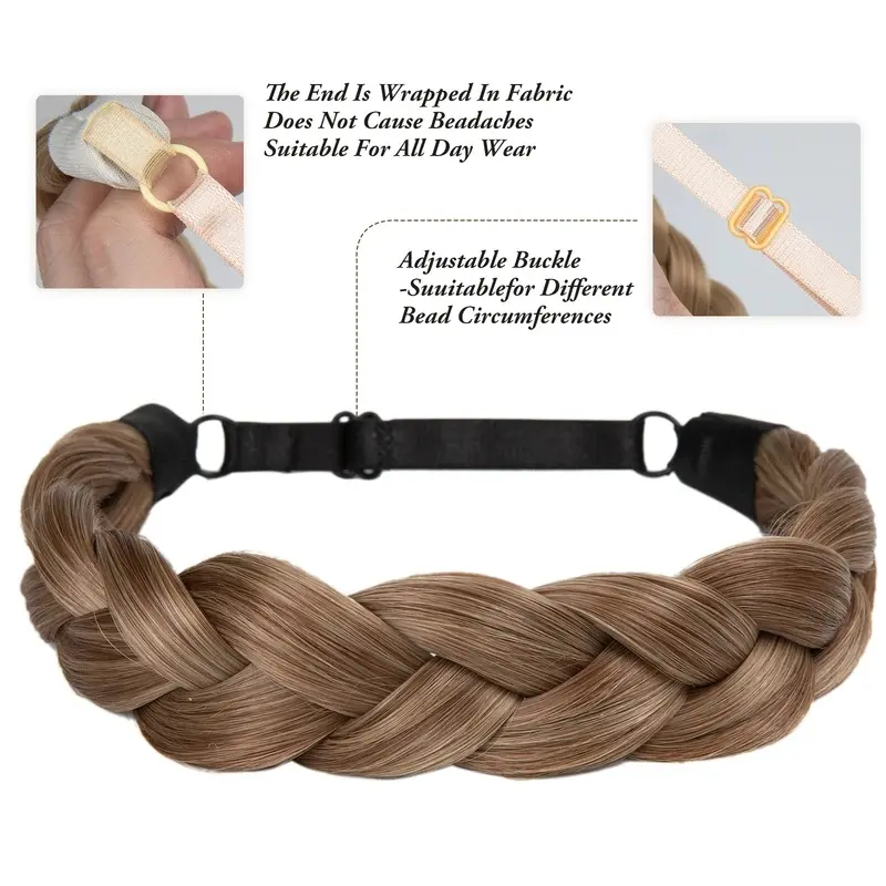 New Synthetic Premium Adjustable Handmade Braided Elastic Band Hair Fashion Braiding Hair Headband Headwear For Women
