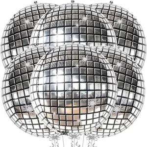 Big Silver Disco Ball Balloons - 22 Inch, Pack of 6| Disco Party Decorations, 4D Sphere Disco Balloons| New Years Balloons, New Years Eve Party Supplies 2026| Silver Birthday Decorations