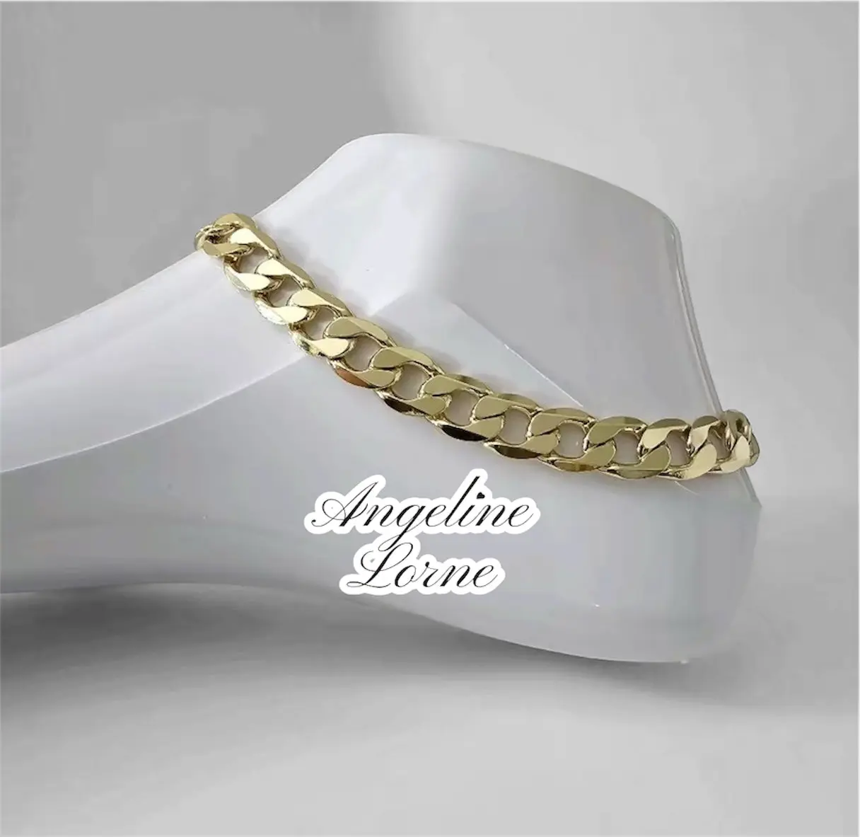 Tobillera cubana 10mm size 10 For women Laminado 14k capas en Oro real Alta Calidad Uso Diario resistente al Agua