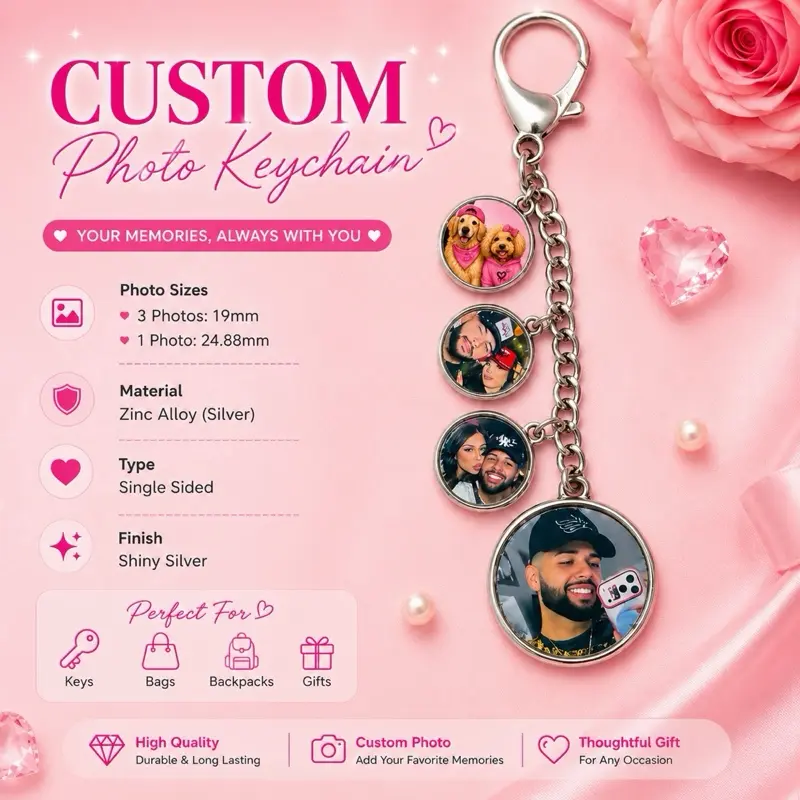 4 photo custom keychain