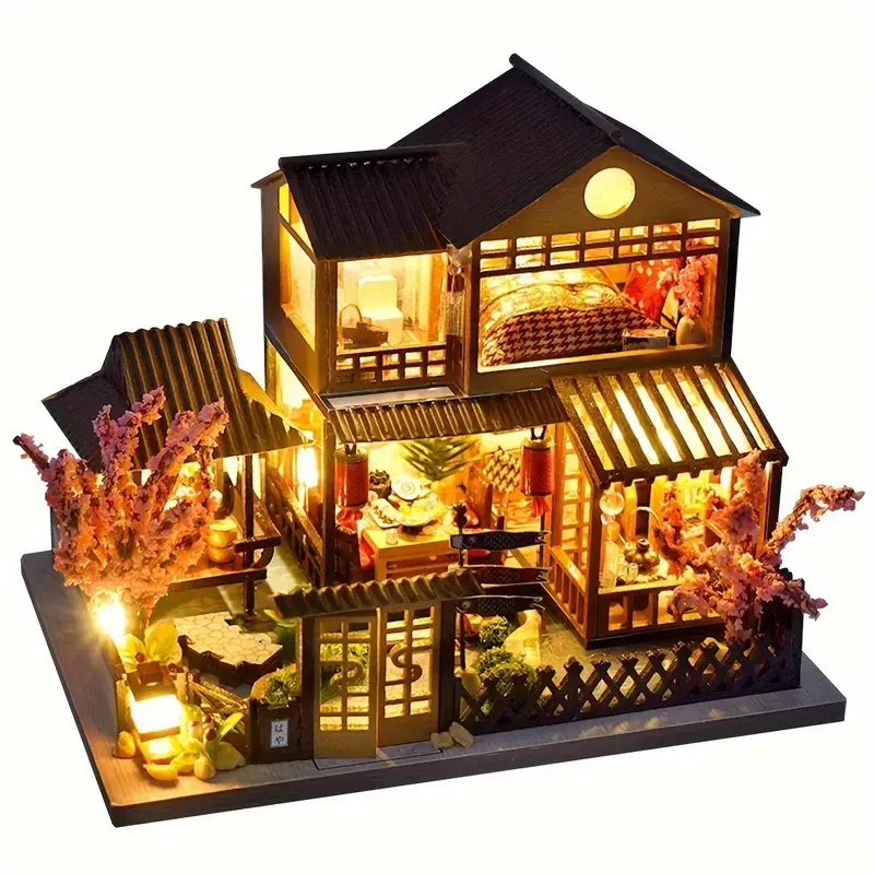Japanese Tea House Book Nook Kit: DIY Miniature Cherry Blossom Garden