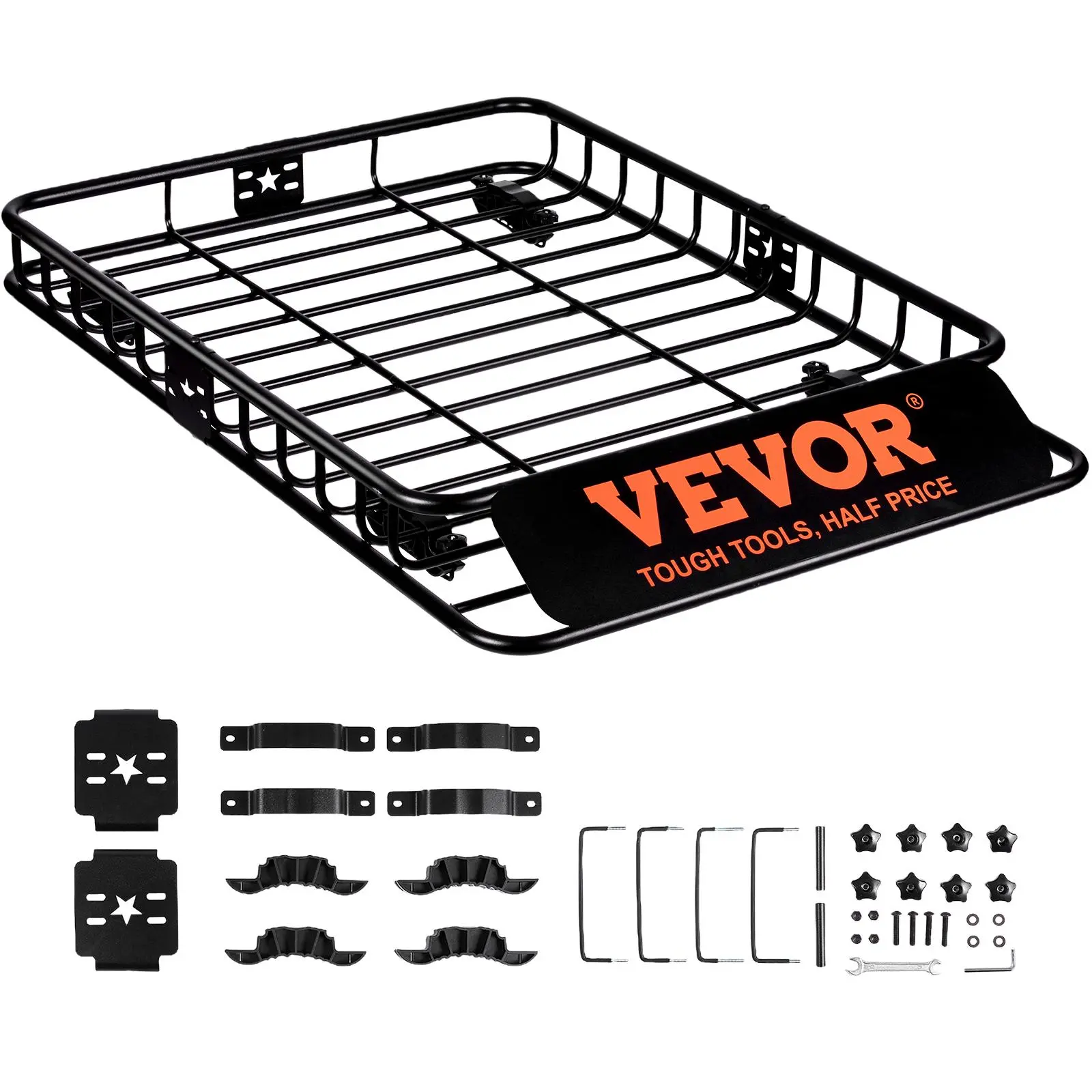【Summerfinds】VEVOR Universal Roof Rack Cargo Basket, Automotive Roof Racks Accessory with 200 LBS Capacity, 46"x36"x4.5" for SUVs & Trucks, Car Accessories for Outdoor Equipment Camping Cargo Carry, Accessories For Your Car, Curved Corners