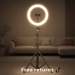 12" Dimmable Desk Makeup Ring Light with 43" Adjustable Stand - Video Light Perfect for Smartphone, Video Vlog Live Stream, YouTube, TikTok, Makeup, Zoom Call, Product Reviewers#Easter Day