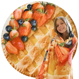 Catalonia Pepperoni Pizza Blanket Realistic Food Blanket 59 inch Single Layer Cozy Throw Shawl Wrap Bed Decor Sofa Cover Pet Blanket