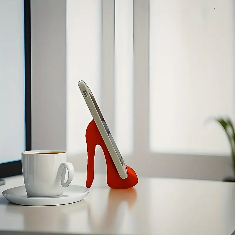 1pc 3D Printed Red High-Heeled Shoe Phone Stand, Cell Phone Holder, Cellphone Stand, Suitable for Office Desk Decoration And Creative Lazy Stand for Bedroom Bedside，desk decor，desk ornament, Stylish Home Decoration