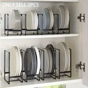 Fashion Bowl and Plate Rack Set 2 Pieces, Extendable Layered Storage Rack, No-Drill Hanging Installation, Kitchen Tableware Organizer