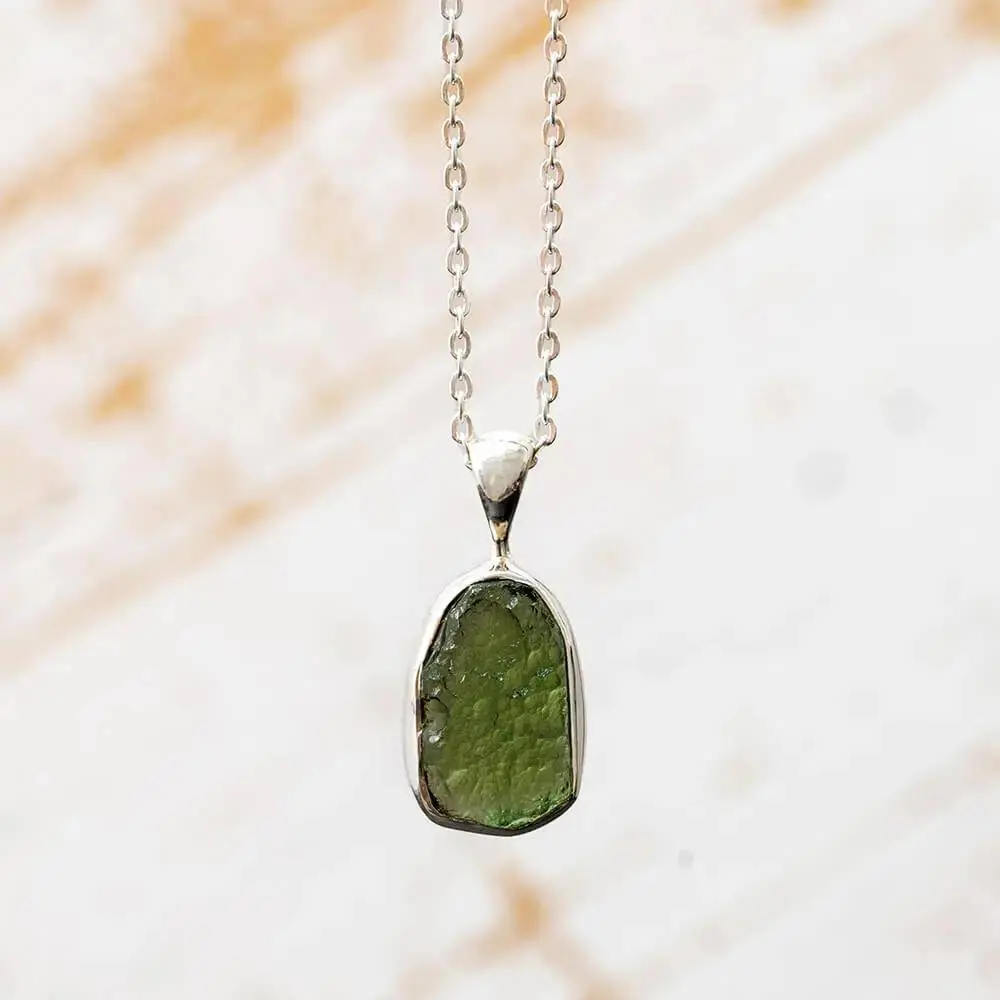 Rough Moldavite Pendant Necklace