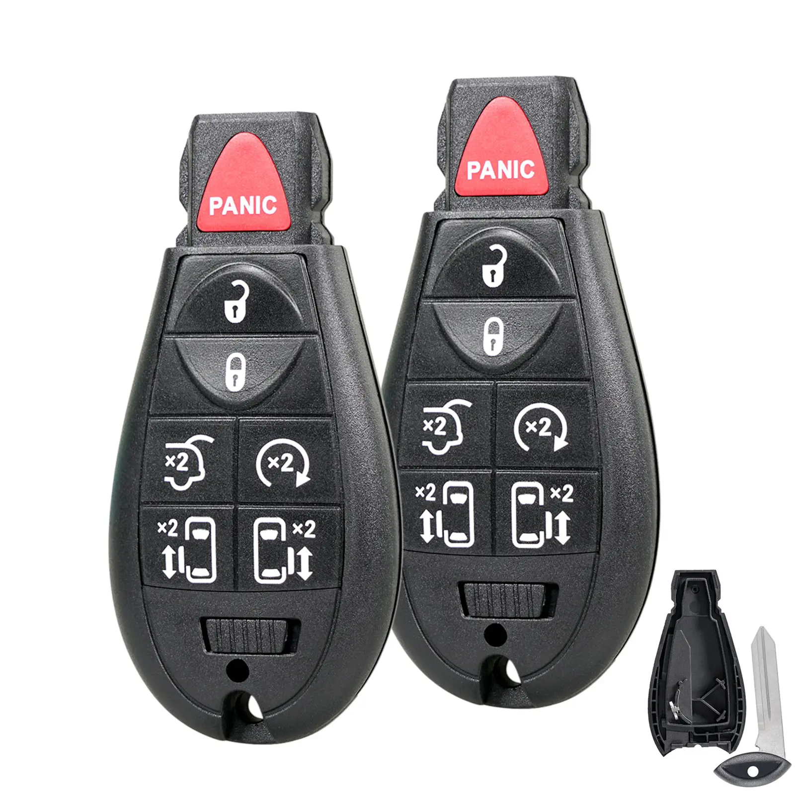 2x Remote Car Key Fob Shell Case Cover For 2008 - 2020 Dodge Grand Caravan Chrysler Town & Country 7 Buttons, Car Key Accessory, Key Fob Protector