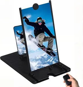 Screen Magnifier for Cell Phone with Bluetooth Remote 3D HD Magnifying Screen Enlarger Projector for Movies Videos Gaming Foldable Phone Stand Holder Fits All Smartphones