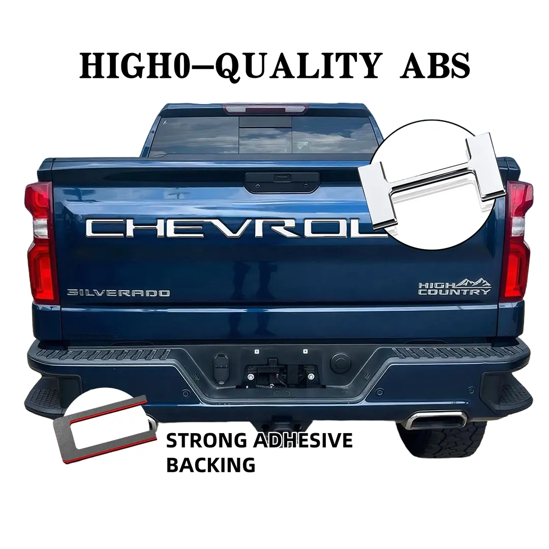 Tailgate Letters Accessories for 2019-2025 Chevy Silverado, Vehicle Exterior Decoration, 3M Strong Adhesive Easy Install ABS Plastic Decals for Trucks, Weatherproof Chrome Silver Chevy Silverado Accessories, Multiple Styles