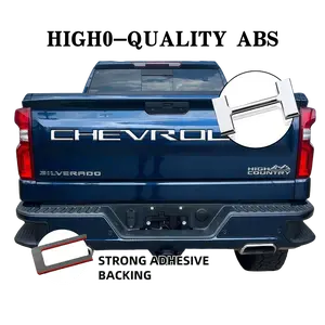 tailgate letters accessories  for 2019 2020 2021 2022 2023 2024 2025 chevy Silverado 3M Strong Adhesive Back Weatherproof ABS Decals Chrome Silver
