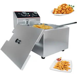 Garvee Commercial Deep Fryer with Basket, 11.55 QT/11 L Stainless Steel Electric Countertop Fryer with Temperature Control for Restaurant and Home Use, 1500 W