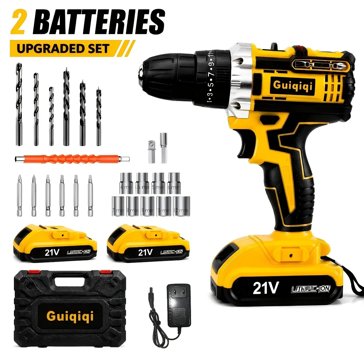 21V Household Multifunctional Cordless Drill, Tool Box Set, Power Tool, Equipped With High-capacity Battery And Fast Charger, Drill Bit, Toolbox (optional). Suitable For Gardening, Home Decoration, Outdoor Maintenance, And DIY Handmade Production.