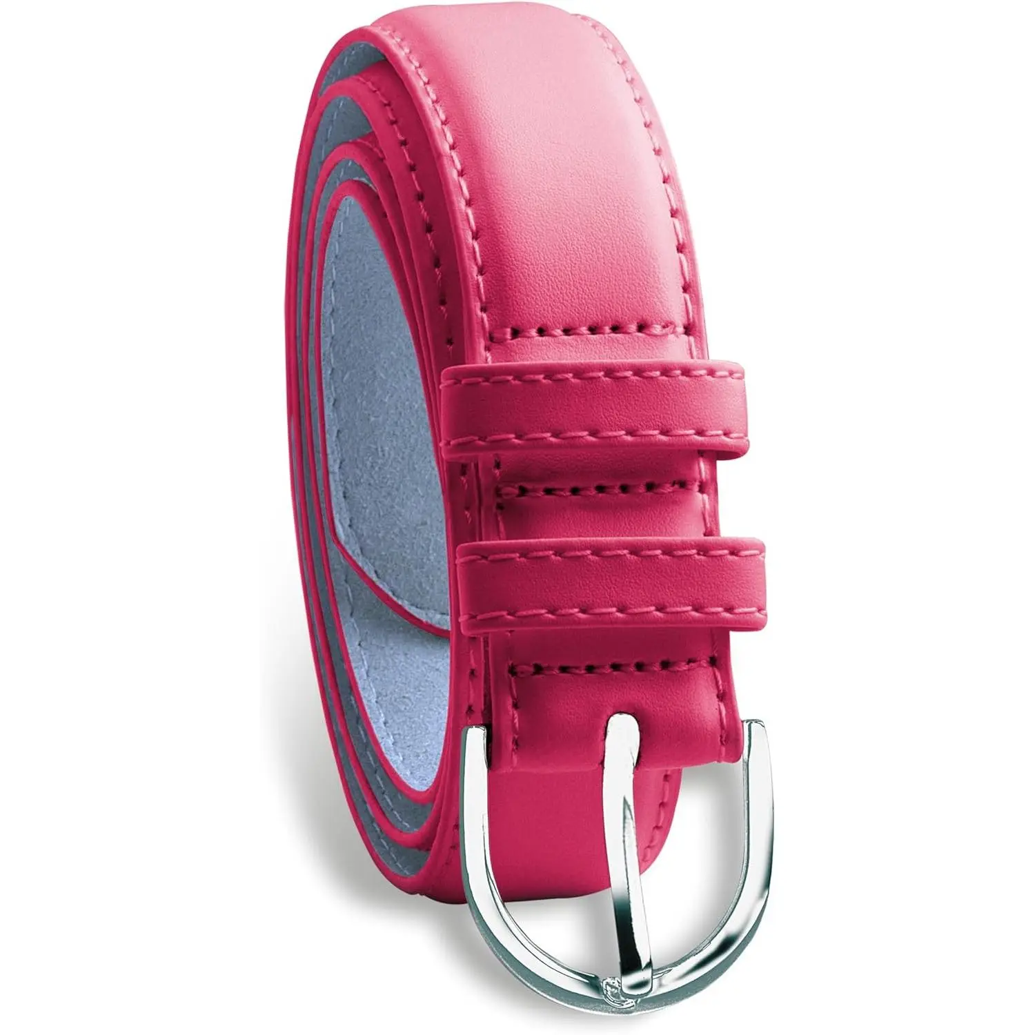 Women's Skinny PU Leather Belt with Polished Silver Modern Buckle, Stylish Everyday Fashion Accessory for Dresses and Jeans, Small to Plus Size, Everyday Belts, Modern Buckle Belts