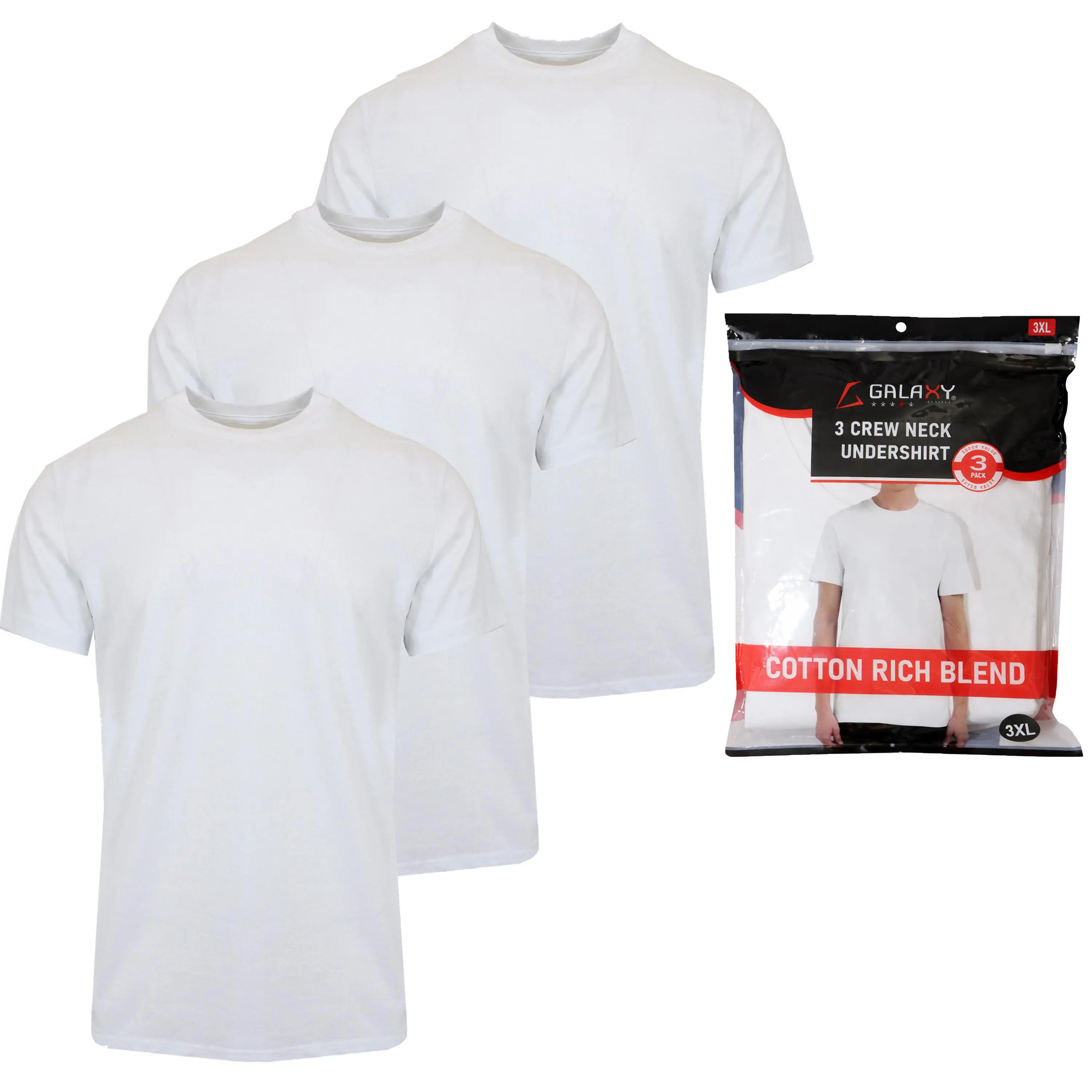 Men's Multi-Pack Classic Short Sleeve Crew Neck 100% Cotton Undershirts (Sizes, S to 3XL)