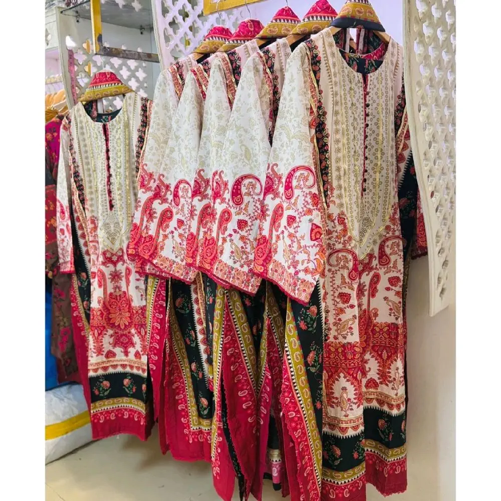 Premium Lawn Printed Three Piece Pakistan Kaftan Suit