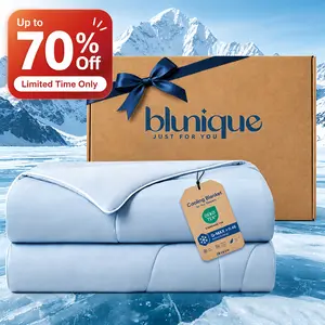 【Free Throw with Purchase】Blunique Summer Cooling Comfort for Hot Sleepers ,Ice Cream Blanket,Breathable Oversized  Design, Lightweight, RayonDerived from Bamboo | Comfy Bedding|summerwins |Father's Day Gifts, Teenage Bedroom Accessories, Cooling Blanket