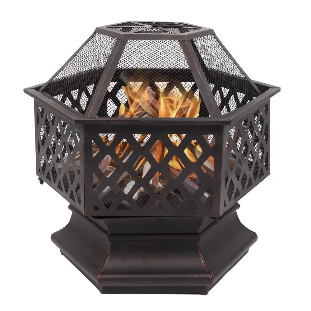 【Summervibes】22in Portable Fire Pit Outdoor Fire Pit Wood Burning Fire Pit Square Steel Fire Bowl With Spark Screen And Poker For Outside Patio, Backyard
