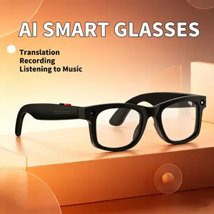 AI smart glasses, Wireless eyewear, equipped with 5MP camera, 1080P anti shake video recording, Bluetooth control, intelligent translation, wireless noise reduction call, music playback, for outdoor and travel, multifunctional smart glasses