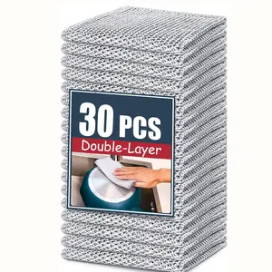 30 Pcs New Upgrade Steel Wire Dishcloth Double Layer Powerful Cleaning Non Scratch Wire Dishcloth Rag for Cookware Sinks Dishes Stove Tops 10Pcs Dual Sided Microfiber Dual Sided Microfiber Reusable Magic Cloths