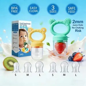 Silicone Fruit & Food Feeder Squishies Toys | Soft Teething Relief Tool | Safe Self-Feeding Accessory | Multi-Purpose Mess-Free Feeding Solution for Infants Toddlers | Baby Soft Squishy Toy