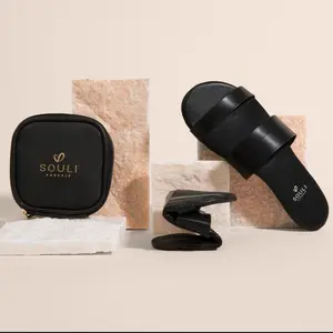 Foldable Slip-On Sandals w/ Case. Suede Insole for Women Wedding Formal Casual Walking Comfortable Non-Slip Rubber Sole Travel-Friendly Design