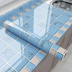 Kitchen Oil Proof Sticker Waterproof Self Adhesive Wallpaper Countertop Protector Cabinet Marble Film High Temperature Resistant Home Decor