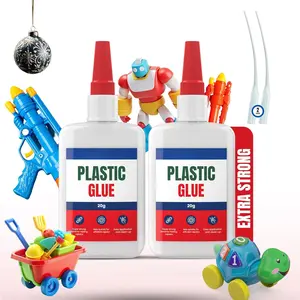 2 Pack Super Glue for Plastic, Fast Setting Plastic Glue Heavy Duty for Bonding Toys, Crafts, DIY & More,  Clear & No Stain Model Glue for Solid Bonds