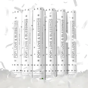 White Confetti Poppers 6 Pack, Confetti Connon,12inch Rice Paper Water Soluble Confetti Tube For Lawns Outdoor Wedding,Birthday,Celebrations