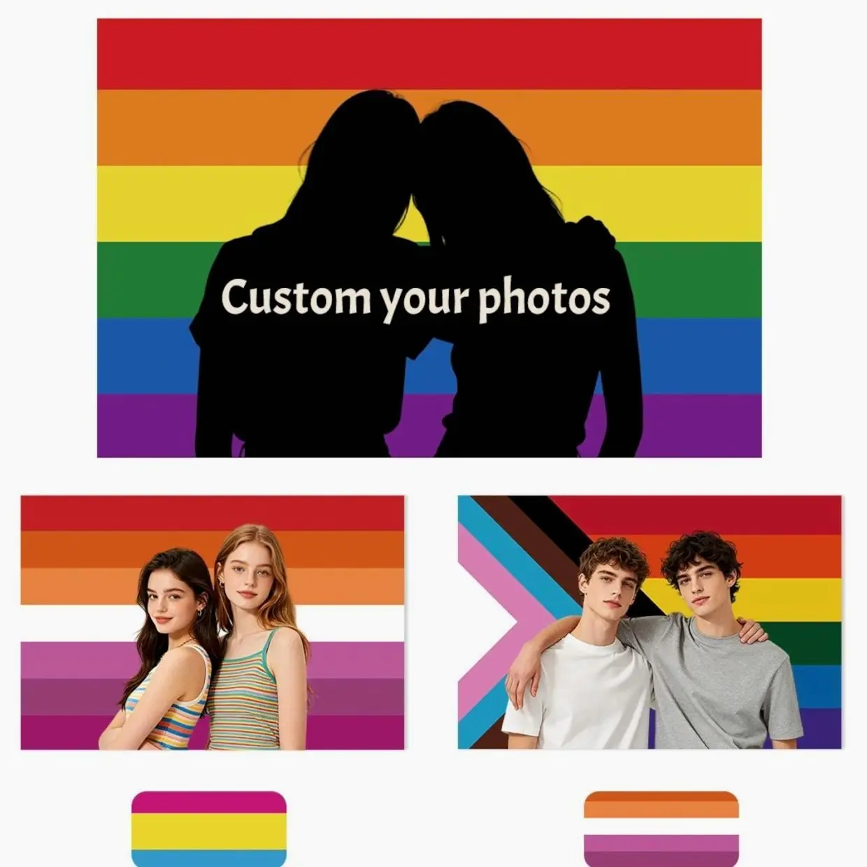 Custom Pride Month Flag | Personalized LGBT Flag | Upload Your Photo Banner | Lesbian Gay Couple Gift | LGBTQ Room Decor