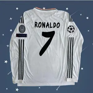 13 14 Home Retro White No.7 Ronaldo Long Sleeve Soccer Jerseys