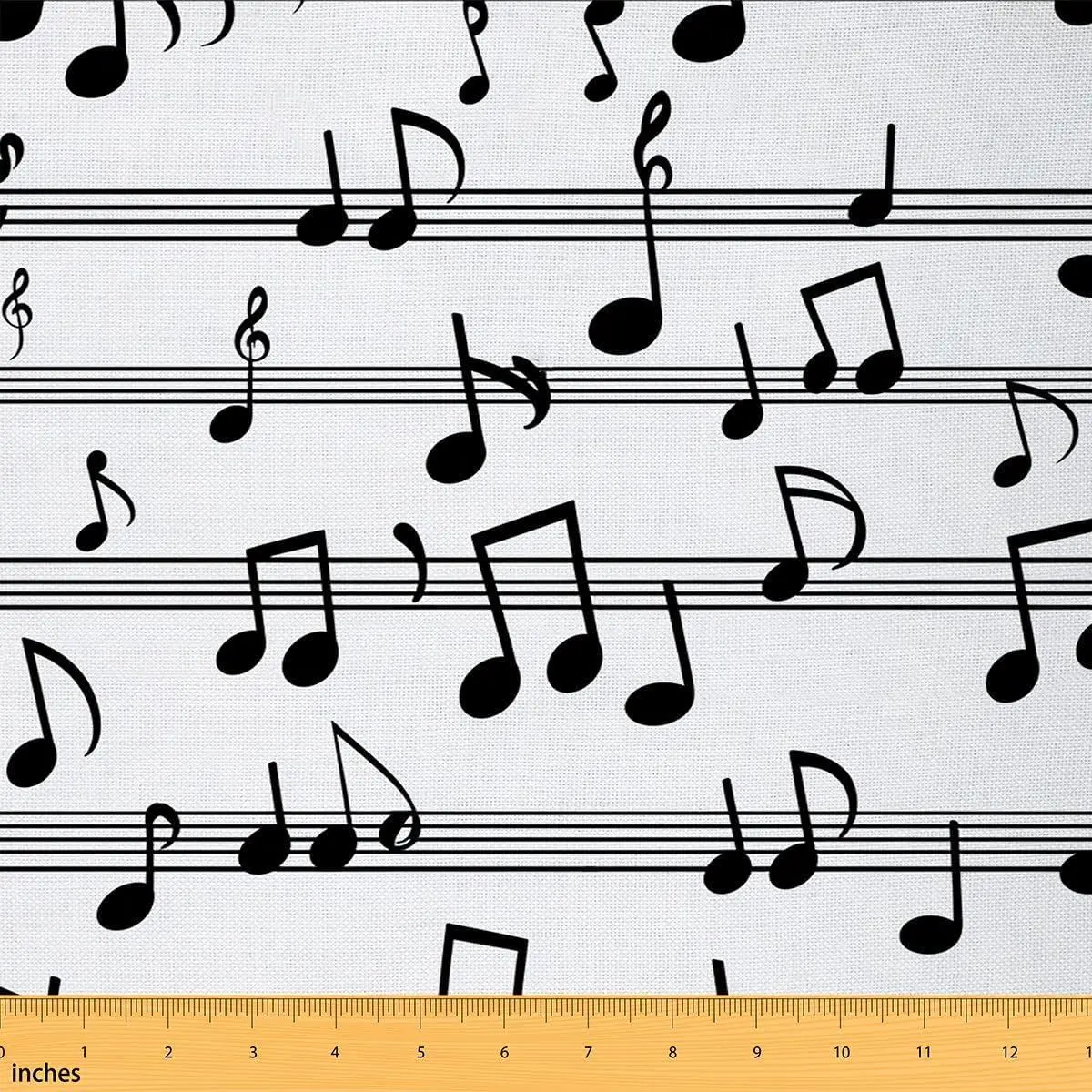 Music Fabric,Musical Note Upholstery Fabric Chairs,Abstract Style Indoor Outdoor Fabric,Decorative Fabric Upholstery and Home Accents Black White