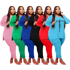 2PC. Plus Size Long Sleeve Pants Set