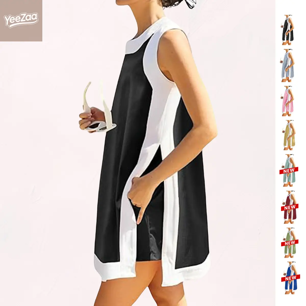 YeeZaa Color Block Matching Set for Women 100% Cotton 2 Piece Sets 2026 Spring Summer Outfits Short Sleeve Pullover Top and Pocket Shorts Casual & Cute Colorblock Two Piece Sweatsuit