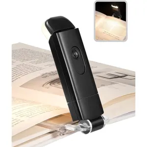 USB Rechargeable Book Light for Reading in Bed, Warm White, Brightness Adjustable, LED Clip on Book Reading Lights, Perfect for Bookworms, Kids, Black