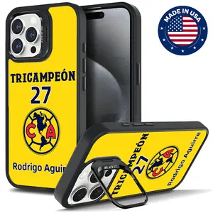 Club América Tricampeón 27 Rodrigo Aguirre Liga MX Aesthetic Design Pattern Casing For iphone 16 15 14 13 12 Plus Pro Max Flaunt Mobile Phone Case Hard TPU Tough Metal Lens frame Film With Bracket Drop Shockproof Anti-scratch Smartphone Cover