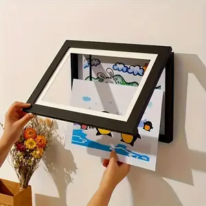 Cartoon Themed Foldable Magnetic A4 Art Frame with Front Opening - Photo & Artwork Display, Ideal for Teens' Creative Pieces, Perfect for Home Office Wall Decor & Thoughtful Birthday Gift, Adorable Cartoon Wall Art, Wall Gallery Frames