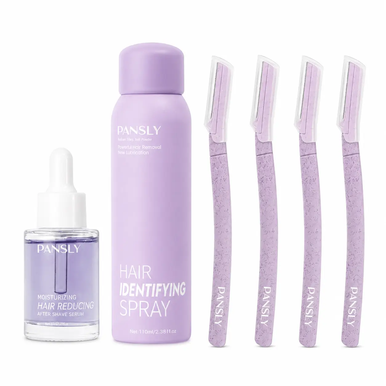 Women's Facial Hair Removal Kit - Cosmetic Dermaplaning Tool Set with 4 Precision Razors, All-Skin Hair Identifying Liquid Spray, and After-Shave Serum for Peach Fuzz, Eyebrow Shaping, Smooth Makeup Prep, Body Care, Face & Body, 40Ml, Inhibits Growth, Pat