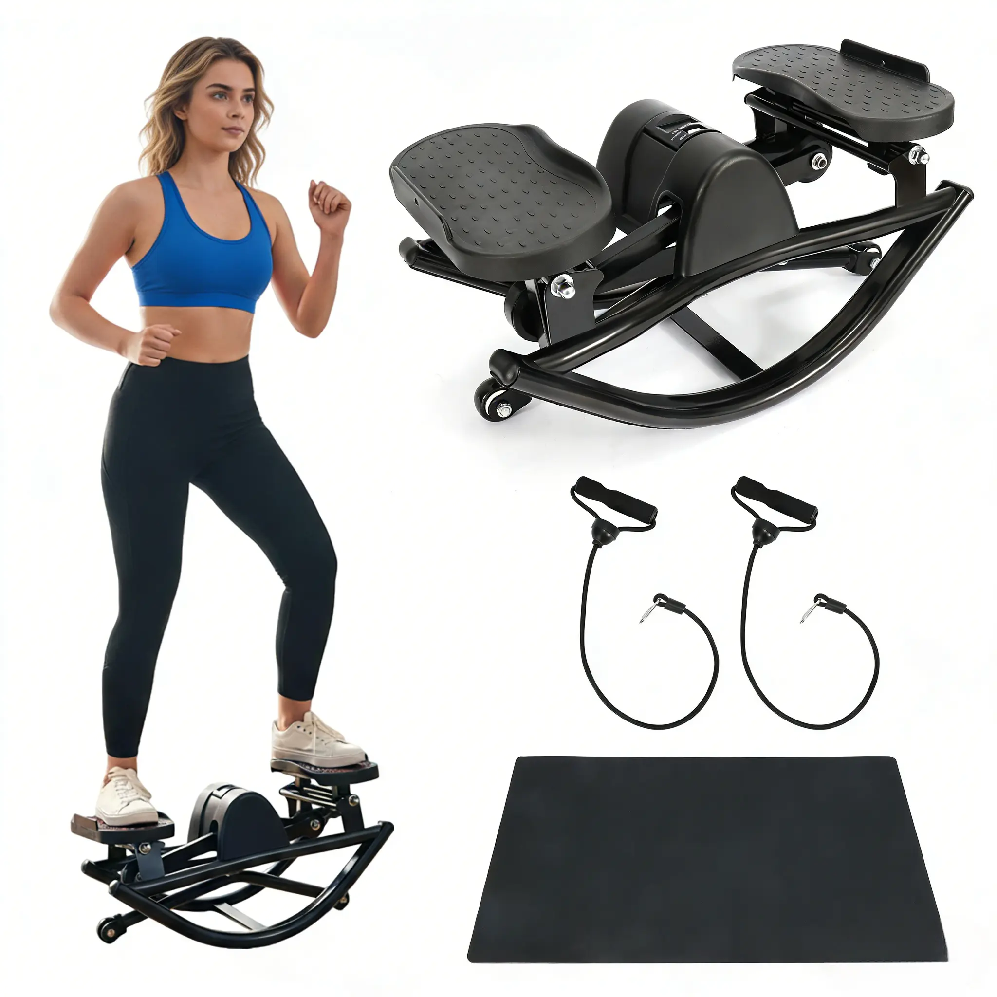 Stepping Rocking Exercise Machine Rock Stepper Step Side-to-Side Lateral Rocking Fitness Stepper with ...