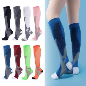 3 Pairs Compression Socks Unisex 20-30mmHg Knee high Plus Size Wide Calves for Flying Running for Woman & Man Multi-Purpose