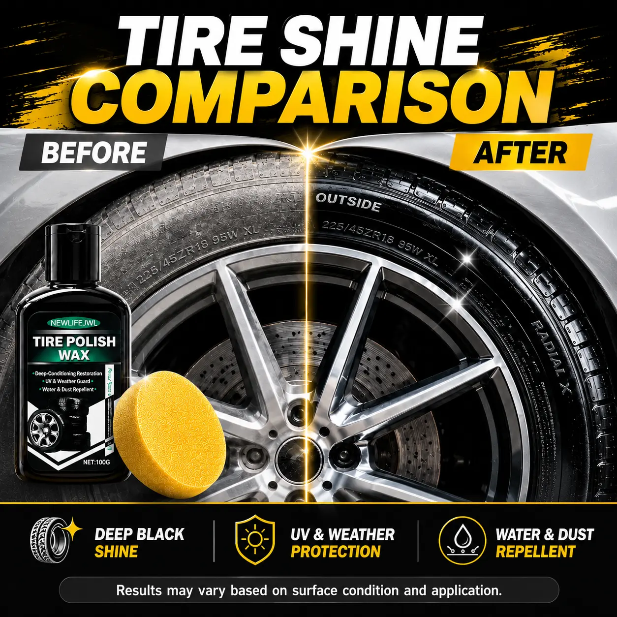 100g Car Plastic & Rubber Restorer Wax, Black Trim & Interior Polish, Tire Shine Dressing, Anti-Aging Renewal Cream for Auto Exterior Trim, Dashboard, Rubber, Leather Seats & Interior Care