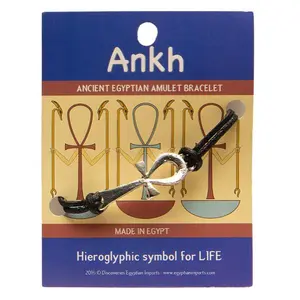 Egyptian Ankh Bracelet - Pewter and Faux Leather