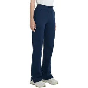 Yoga Scrub Pants Elastic Waistband Women’s Stretch Cargo  High-Rise Scrub Pants – Wrinkle-Resistant, 5 Pockets, Straight-Leg Activewear