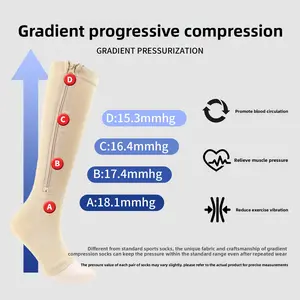 sport fit 20-30mmhg wide calf booster Gradient Compression Socks with Zipper for Running Cycling and Gym Sessions Graduated Compression for Enhanced Performance and Recovery thick