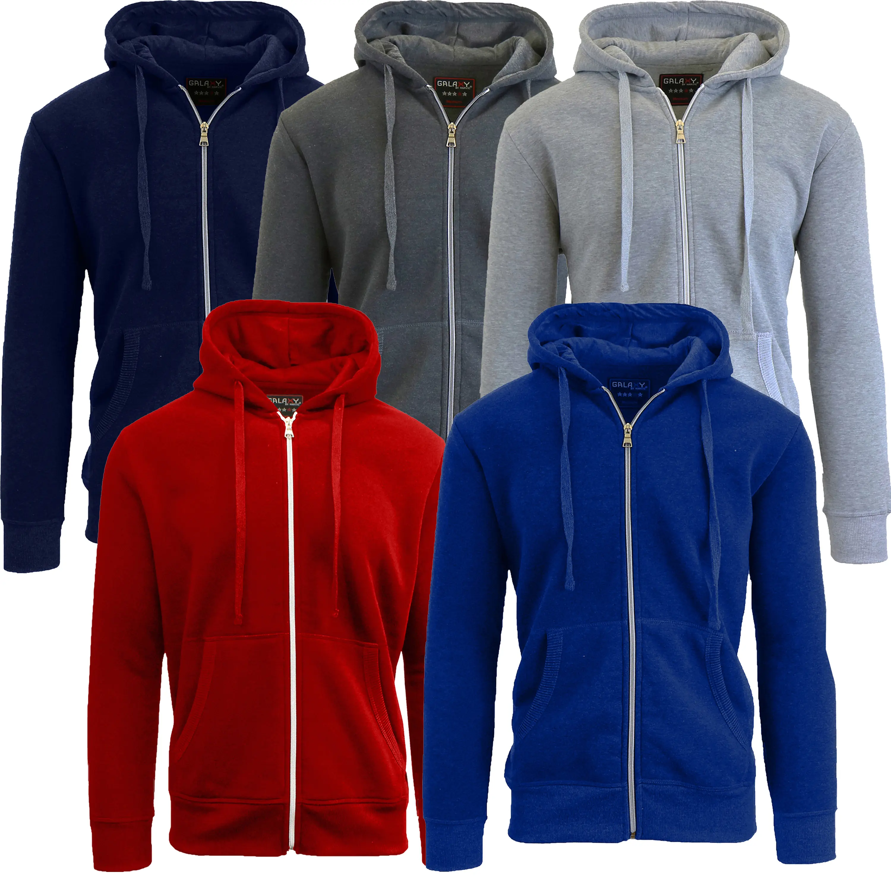 (5-Pack) Navy-Charcoal-Heather Grey-Red-Royal