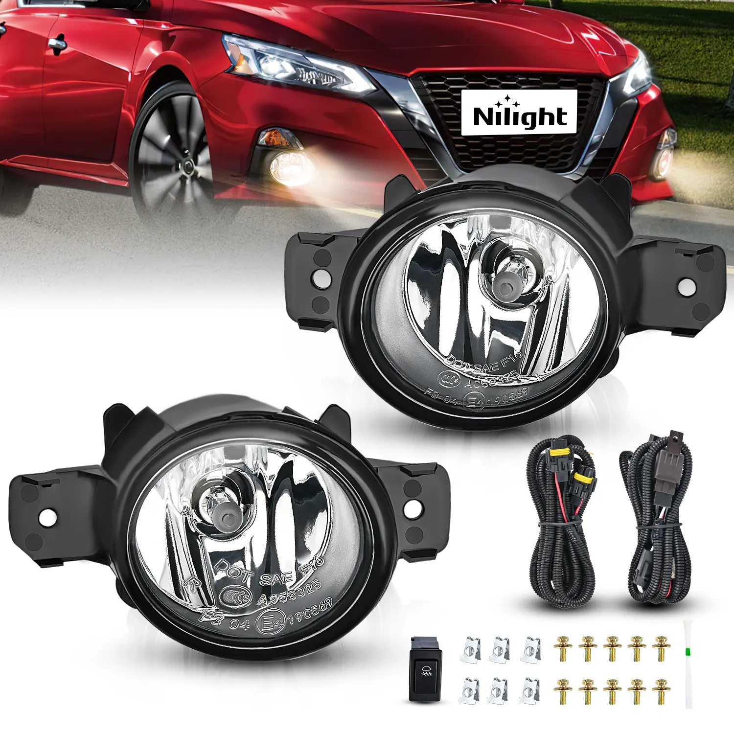 Nilight LED Fog Lamps - Car Accessories, Vehicle Accessories for 2007-2019 Nissan Altima, Versa Note, Maxima, Pathfinder & Infiniti QX60, M35, M45, G37, JX35 to Boost Night Visibility